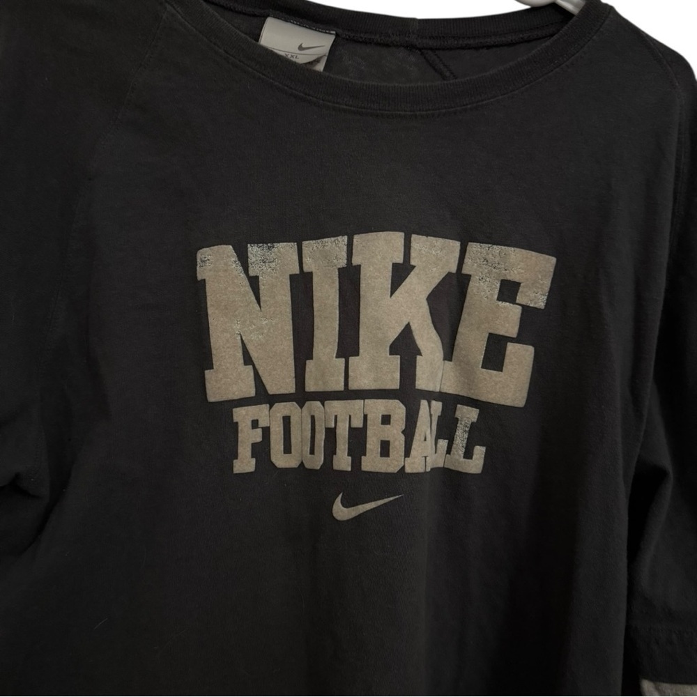 Nike Vintage Football Long Sleeve Layered Gray XXL Fits Like XL Athletic Tshirt - Picture 2 of 6